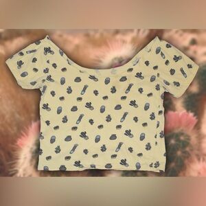 Cactus Graphic Cut Crop Top Sz S